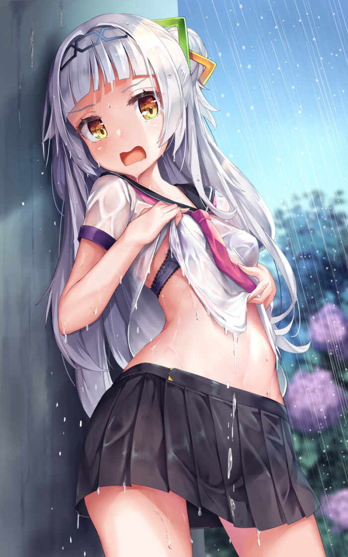 【二次】雨で制服がびしょ濡れ透け透けなJKたちの二次エロ画像くれ！Part3【透けブラ】