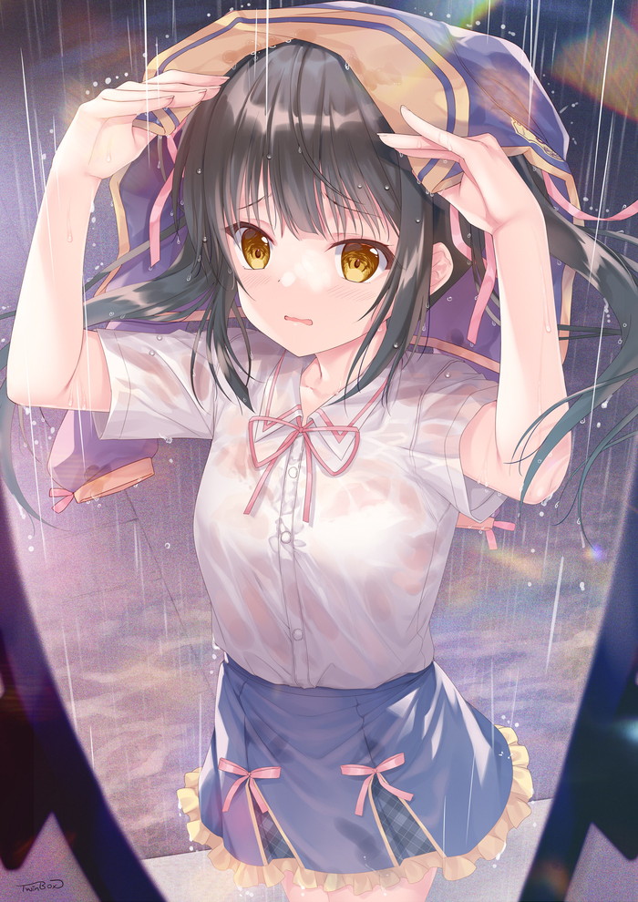 【二次】雨で制服がびしょ濡れ透け透けなJKたちの二次エロ画像くれ！Part4【透けブラ】
