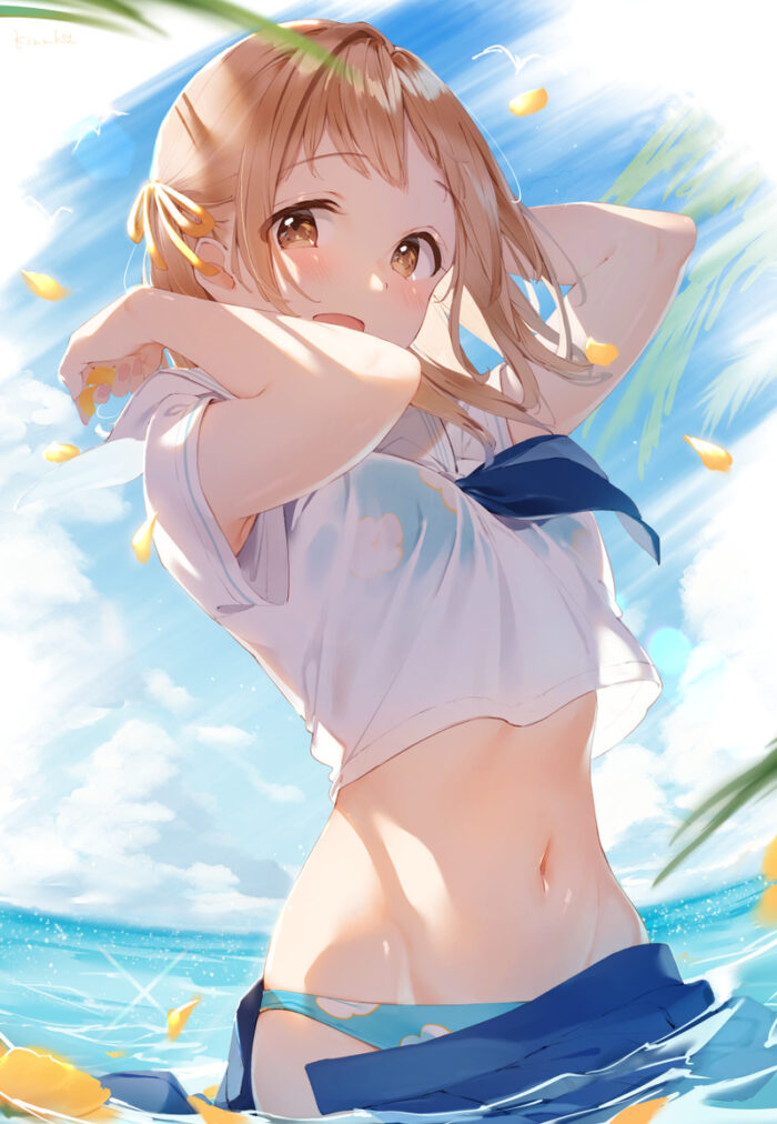 【100枚】夏っぽい青空と水着美少女の非エロ二次画像まとめ