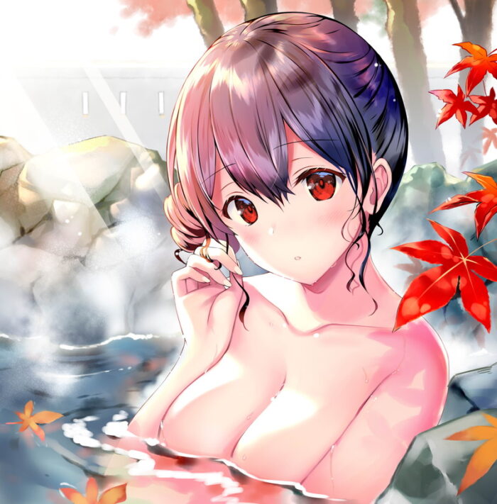 【二次】冬にぴったりな温泉と美しい身体の女の子画像