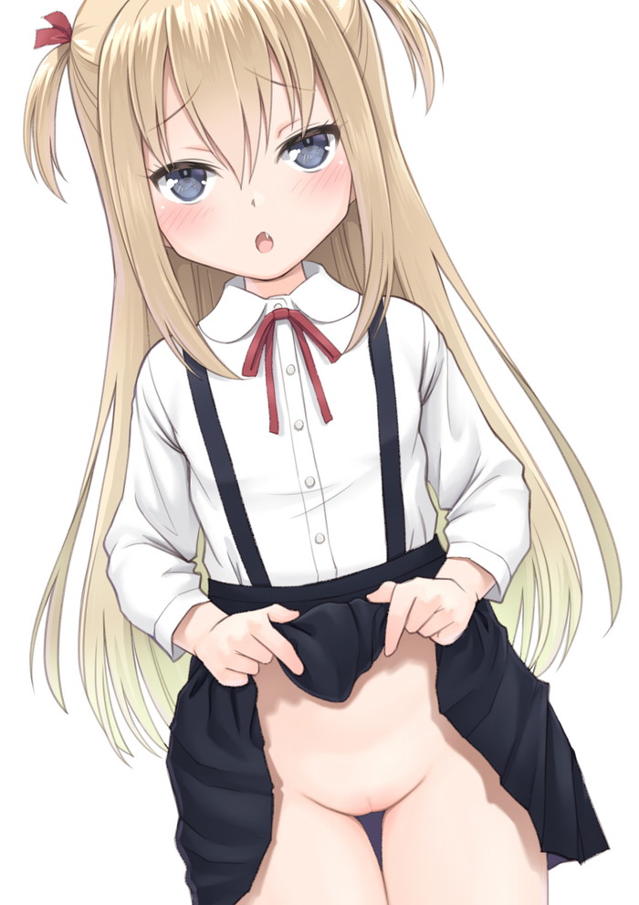 【二次】パンツを穿かないことを強制されてる女の子のノーパンエロ画像