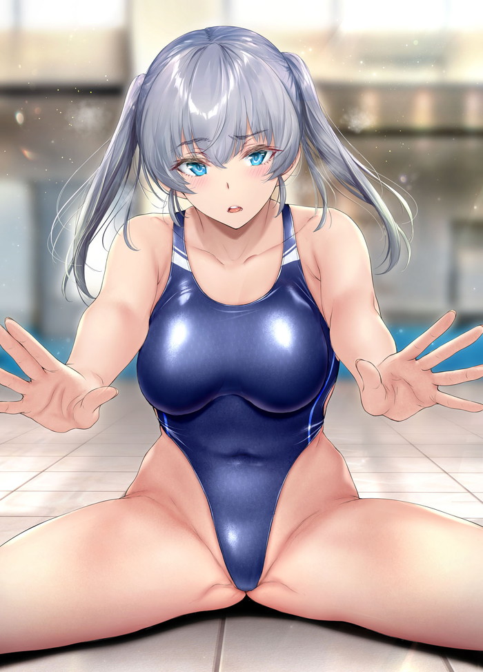 【二次】おっぱいがパツパツで泳ぎにくそうな競泳水着エロ画像 Part4