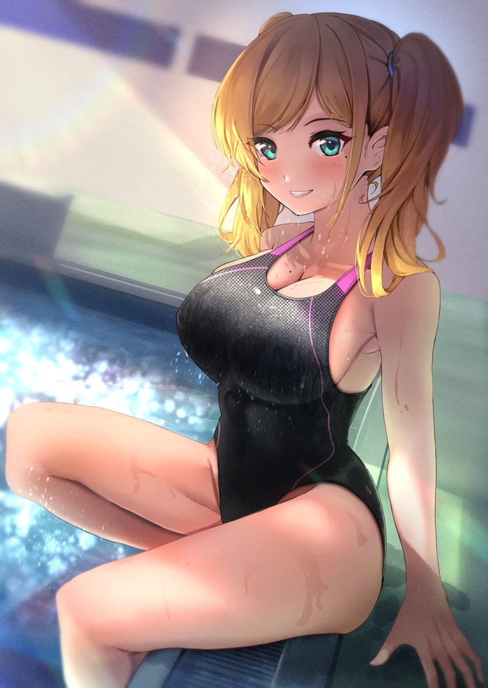 【二次】おっぱいがパツパツで泳ぎにくそうな競泳水着エロ画像 Part4