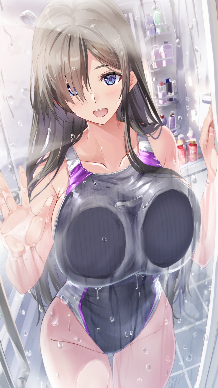 【二次】おっぱいがパツパツで泳ぎにくそうな競泳水着エロ画像 Part4