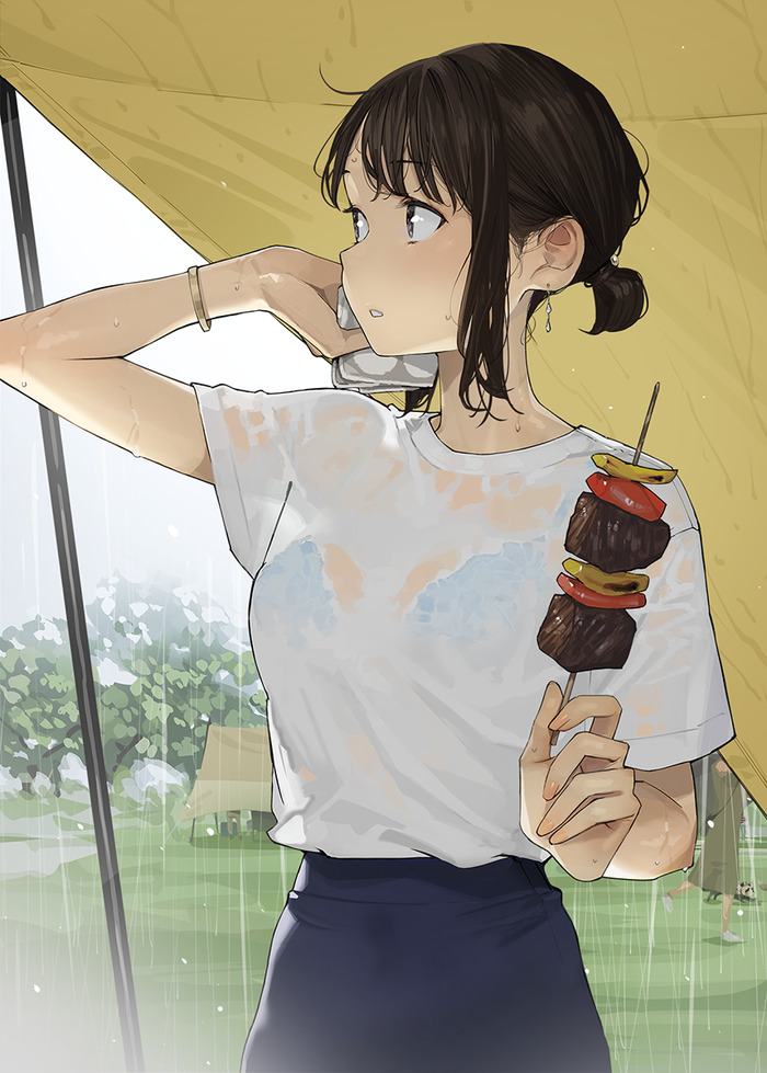 【二次】雨や水で衣服がスケスケピチピチなコスエロ画像