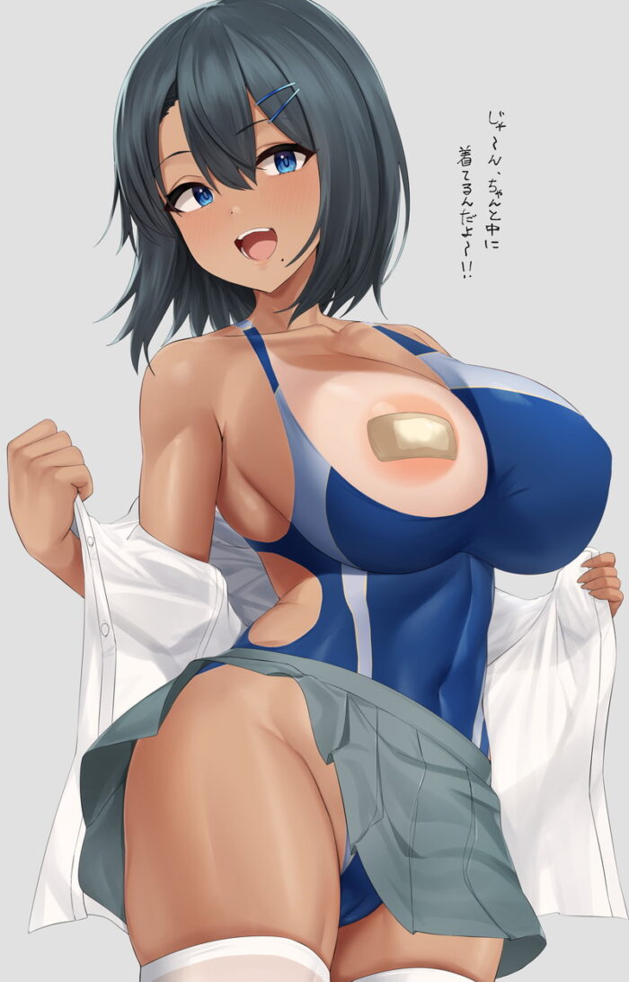 【二次】おっぱいがパツパツで泳ぎにくそうな競泳水着エロ画像 Part5